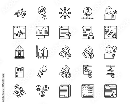 Influencer Marketing Line Vector Icons