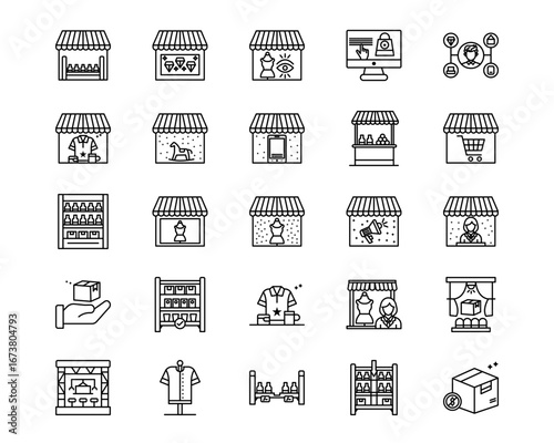 Merchandising Line Vector Icons