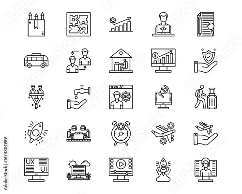 Digital Nomad Line Vector Icons