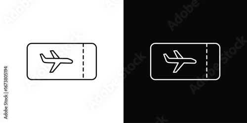 Plane Ticket icon Clip Art design. Line icons