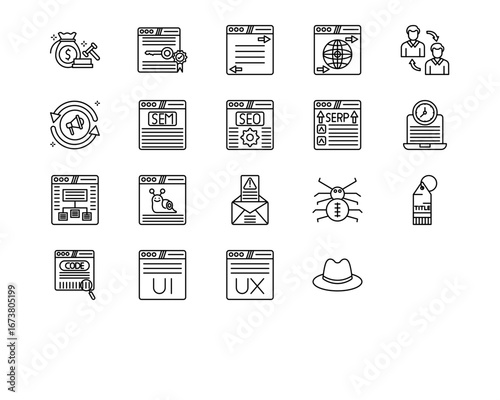 Internet Marketing Line Vector Icons