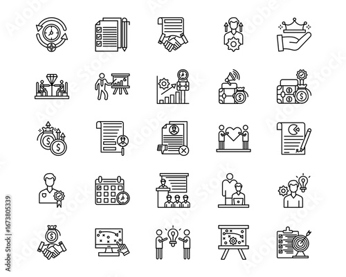 Business Management Line Vector Icons