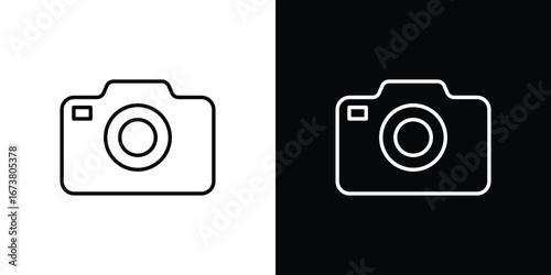 Photo Camera icon Clip Art design. Line icons