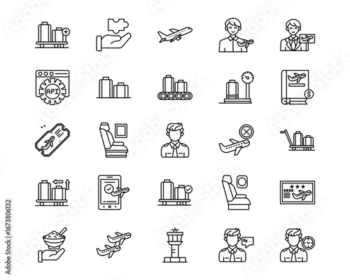 Airline Line Vector Icons