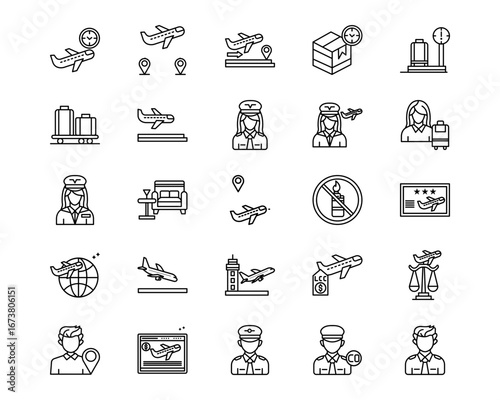 Airline Line Vector Icons