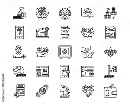Fintech Line Vector Icons
