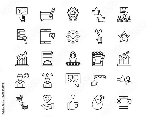 Customer Feedback Line Vector Icons
