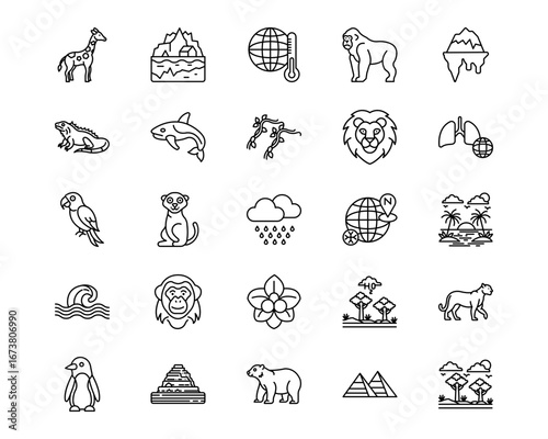 In The Wild Line Vector Icons