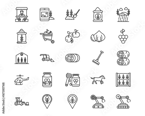 Farming and Gardening Line Vector Icons