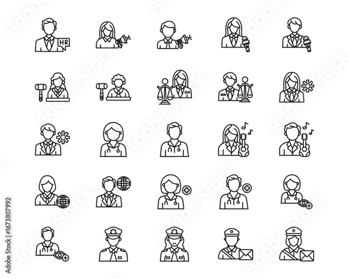 Professions Line Vector Icons