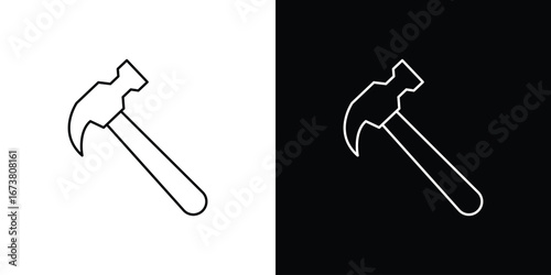 Hammer icon Clip Art design. Line icons