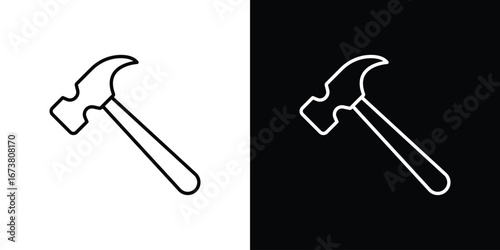 Hammer icon Clip Art design. Line icons