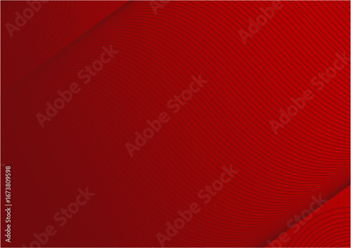 An abstract background with a deep red gradient. Fine, parallel lines create a series of gentle curves that sweep across the image, giving it a dynamic, modern feel.