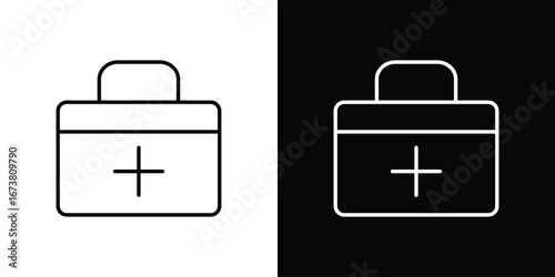 Doctor bag icon Clip Art design. Line icons