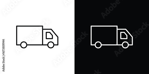 Delivery van icon Clip Art design. Line icons