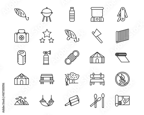 Trekking Line Vector Icons