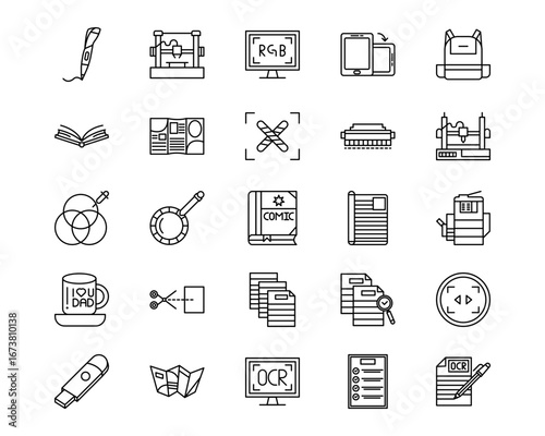 Printing Line Vector Icons