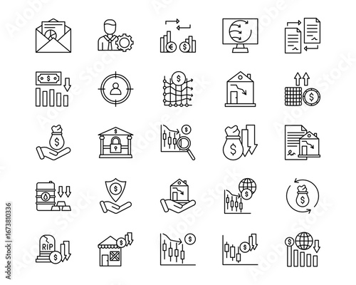 Crisis Mangement Line Vector Icons