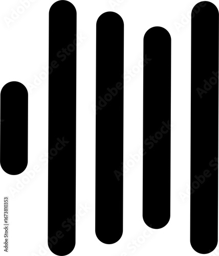 Align vertical line icon for text and layout formatting. Black solid vector symbol showing uneven top and bottom alignment, typography tool, writing editor button, UI UX design element, content format