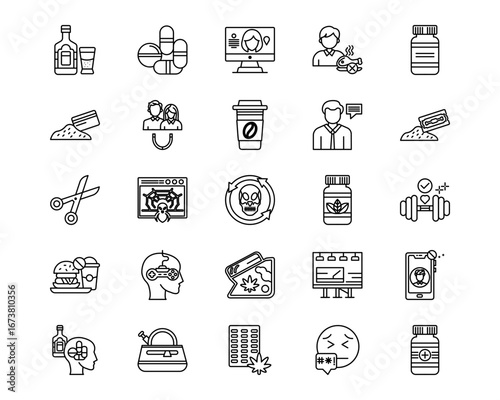 Addiction Line Vector Icons