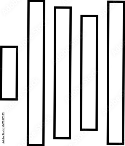 Align vertical line icon for text and layout formatting. Black solid vector symbol showing uneven top and bottom alignment, typography tool, writing editor button, UI UX design element, content format
