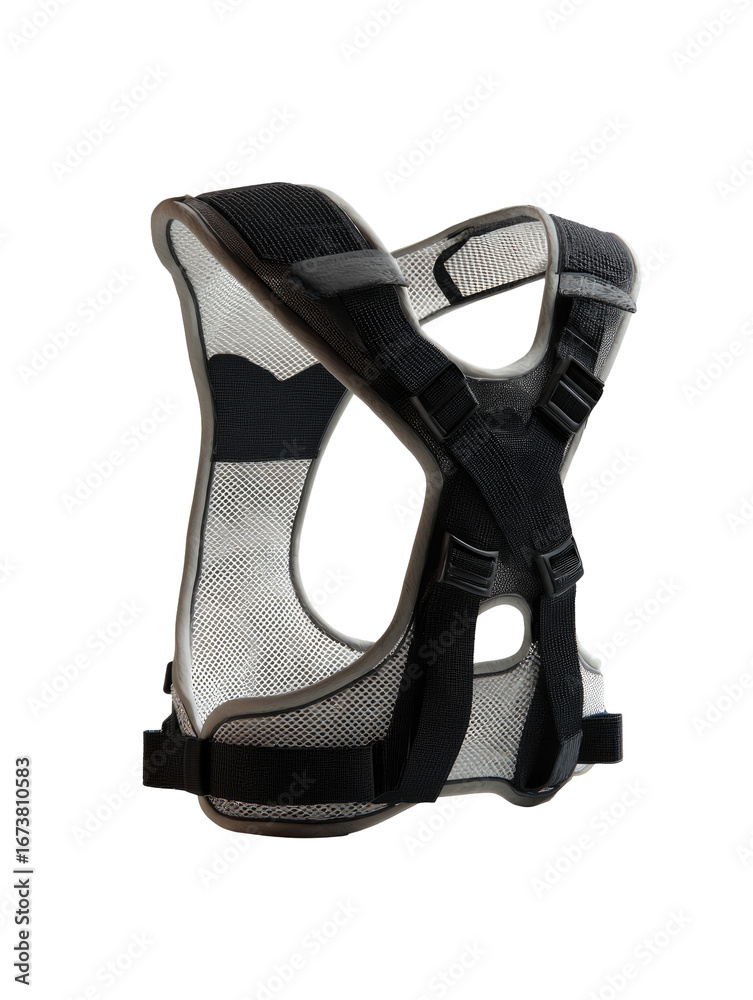 Fototapeta premium Gray and black carrying vest, back view. Adjustable straps. Functional design