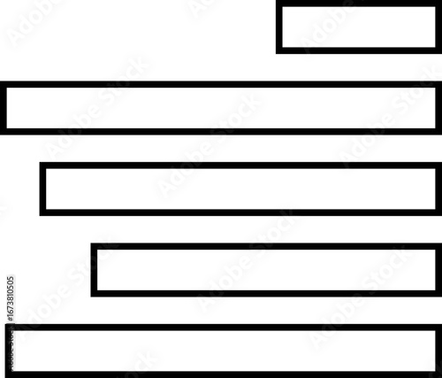 Align line icon for text formatting and paragraph layout. Black solid vector symbol showing ragged left alignment, typography tool, writing editor button, UI UX design element, document and content fo