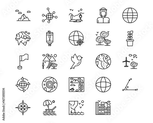 Geography Line Vector Icons
