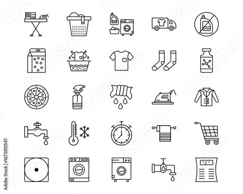 Laundry Line Vector Icons