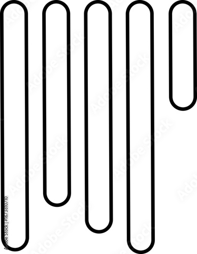 Align vertical rounded line icon for text formatting. Black solid vector symbol showing uneven bottom alignment, typography tool, word processor, writing editor, UI UX design element, layout formattin