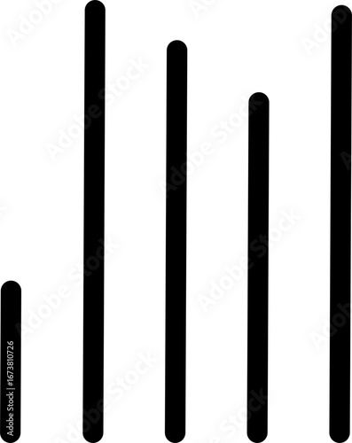 Align vertical rounded line icon for text formatting. Black solid vector symbol showing uneven bottom alignment, typography tool, word processor, writing editor, UI UX design element, layout formattin
