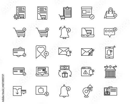 Digital Retail Line Vector Icons