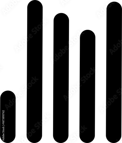 Align vertical rounded line icon for text formatting. Black solid vector symbol showing uneven bottom alignment, typography tool, word processor, writing editor, UI UX design element, layout formattin