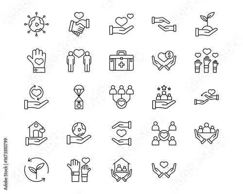 Charity Line Vector Icons