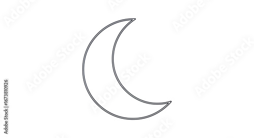 Simple Crescent Moon Outline in Gray Color.