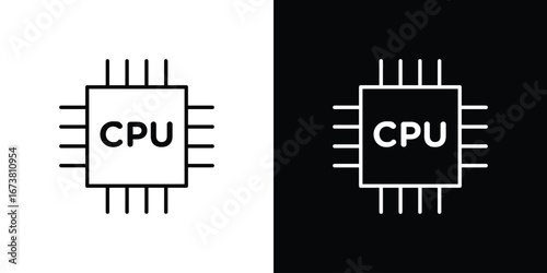 CPU icon Clip Art design. Line icons