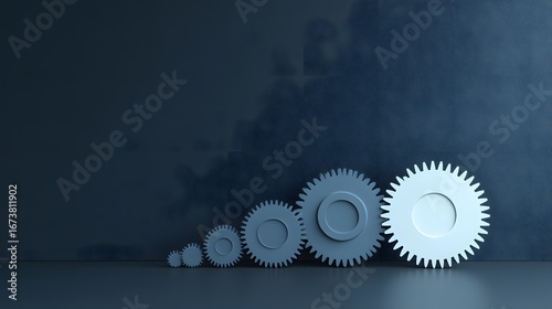 Blue Cogs Gears Mechanism Teamwork Business Concept