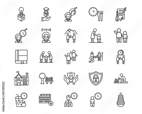 Daycare Line Vector Icons