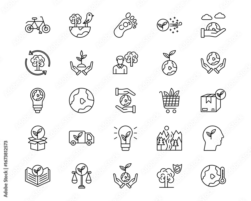 Fototapeta premium World Environment Day Line Vector Icons
