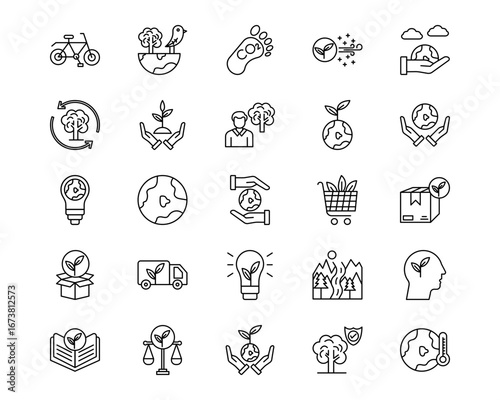 World Environment Day Line Vector Icons