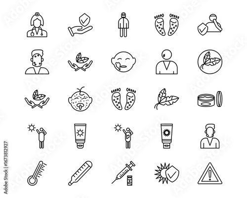 Skin Burns Line Vector Icons
