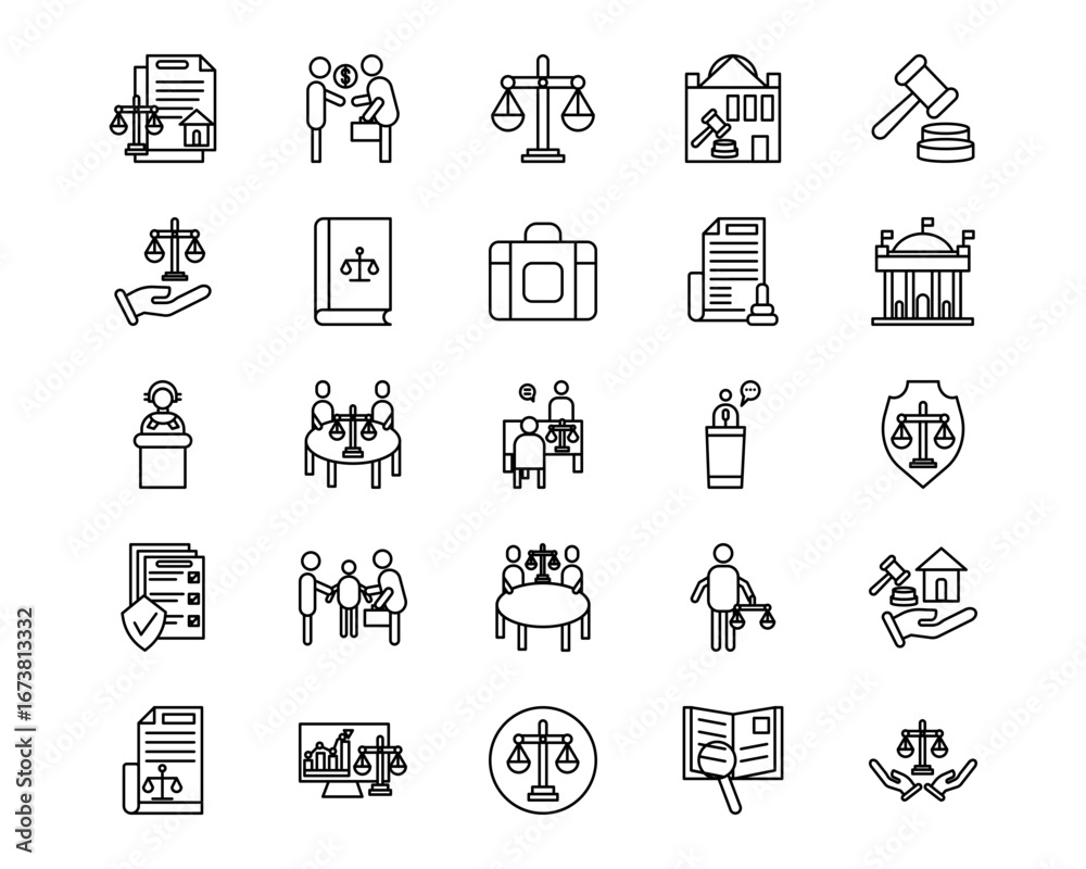 Fototapeta premium Legal Services Line Icons