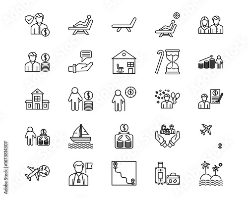 Retirement Vector Line Icons