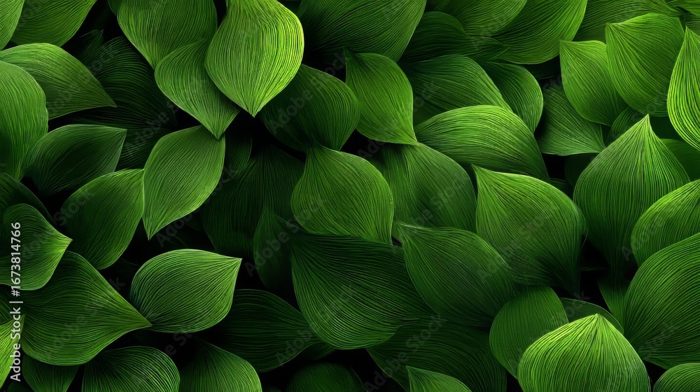 Obraz premium Abstract Green Leaves Overlapping in Minimal Composition
