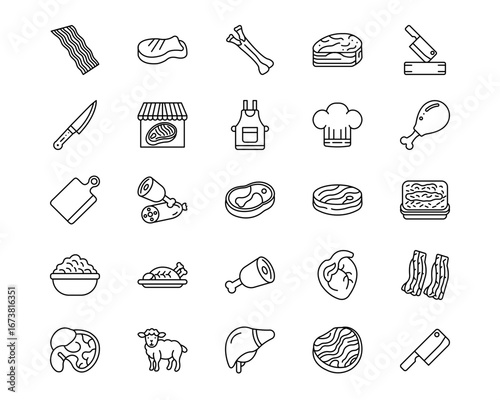 Butcher Vector Line Icons