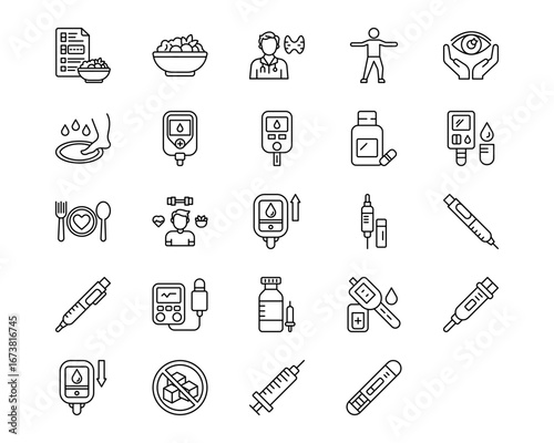 World Diabetes Day Vector Line Icons