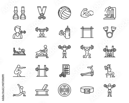 Weightlifting Vector Line Icons