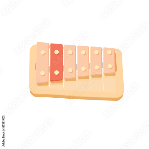 A colorful toy xylophone with red and yellow keys