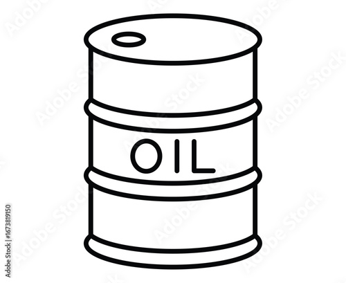 Simple Outline Illustration of an Oil Barrel with Label and Cap
