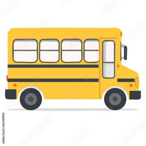A yellow school bus shown in profile